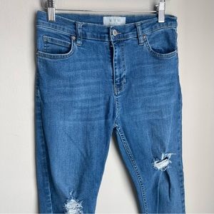 Free People Mid Rise Distressed Ankle Stretch Skinny Jeans Women's Size 28‎